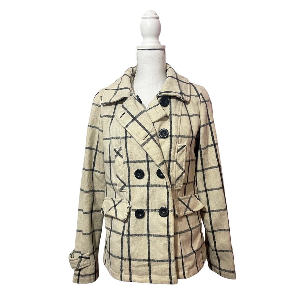 YMI plaid wool blend jacket structured button front outerwear size M